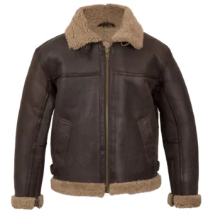 B5: Men's Beige Sheepskin Leather Flying Jacket