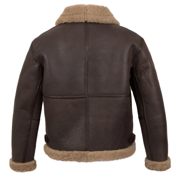 B5: Men's Beige Sheepskin Leather Flying Jacket - Image 2