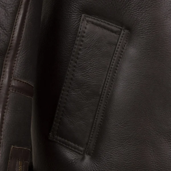 B5: Men's Rust Sheepskin Flying Jacket - Image 5