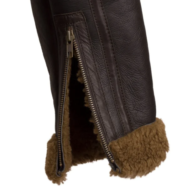 B5: Men's Rust Sheepskin Flying Jacket - Image 6