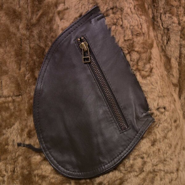 B4: Men's Brown Sheepskin Flying Jacket - Image 3