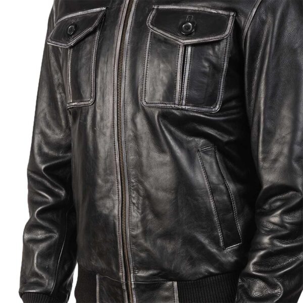 Aaron Leather Bomber Jacket - Image 4