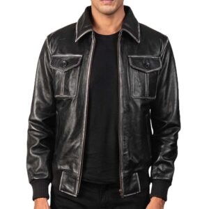 Aaron Leather Bomber Jacket