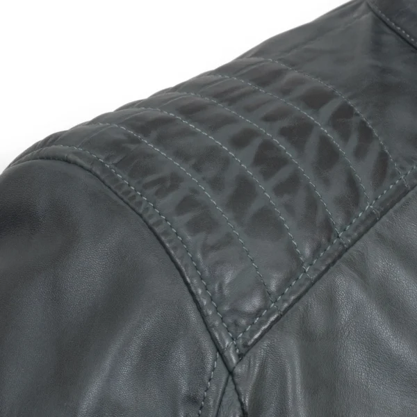 Budd: Men's Grey Leather Jacket - Image 3