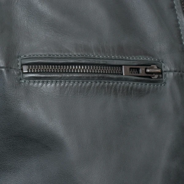 Budd: Men's Grey Leather Jacket - Image 5