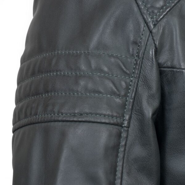 Budd: Men's Grey Leather Jacket - Image 4