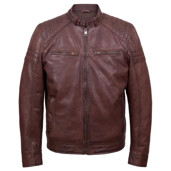 Budd: Men's Burgundy Leather Jacket
