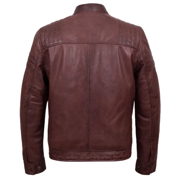 Budd: Men's Burgundy Leather Jacket - Image 2