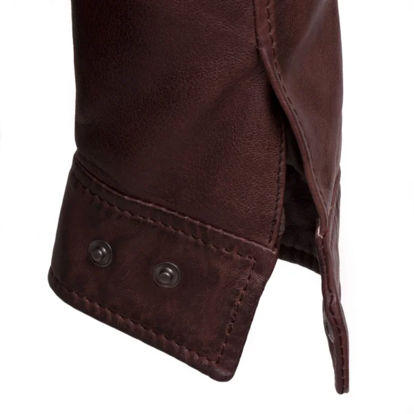 Budd: Men's Burgundy Leather Jacket - Image 5