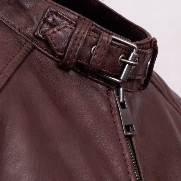 Budd: Men's Burgundy Leather Jacket - Image 3