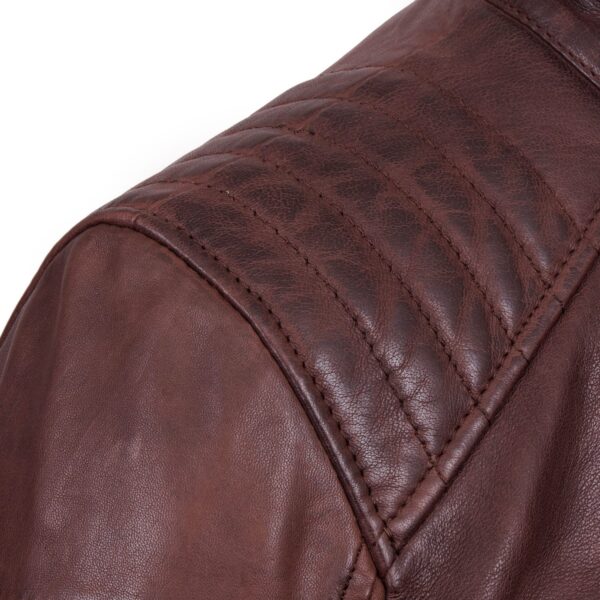 Budd: Men's Burgundy Leather Jacket - Image 4