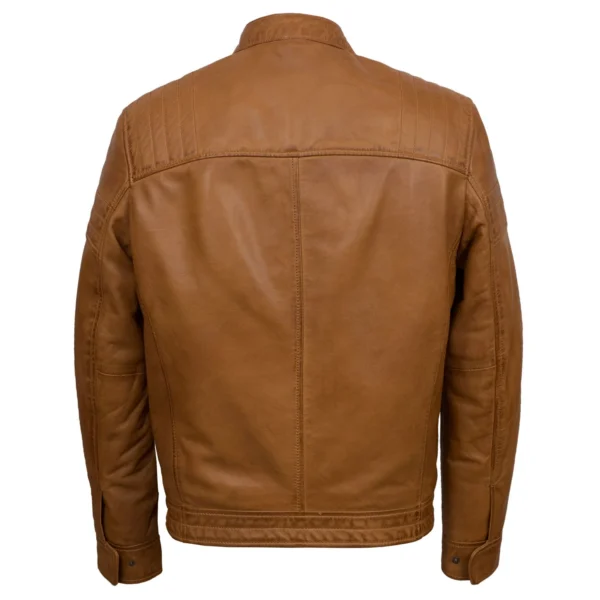 Budd: Men's Tan Leather Jacket - Image 2