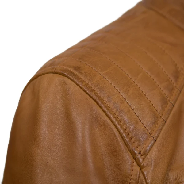 Budd: Men's Tan Leather Jacket - Image 3