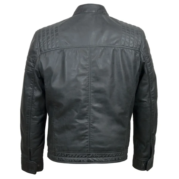 Budd: Men's Grey Leather Jacket - Image 2