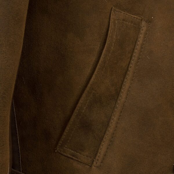 B4: Men's Antique Sheepskin Leather Flying Jacket - Image 5