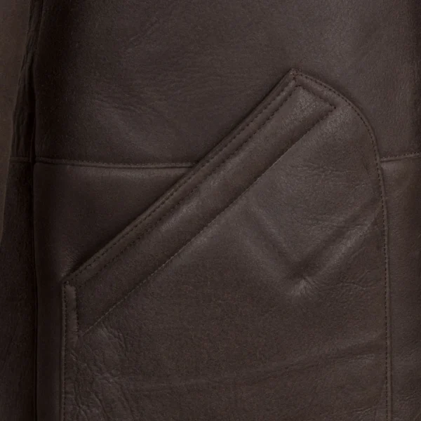 Hilton Mens Brown Beige Nappalan Sheepskin Coat - Image 5