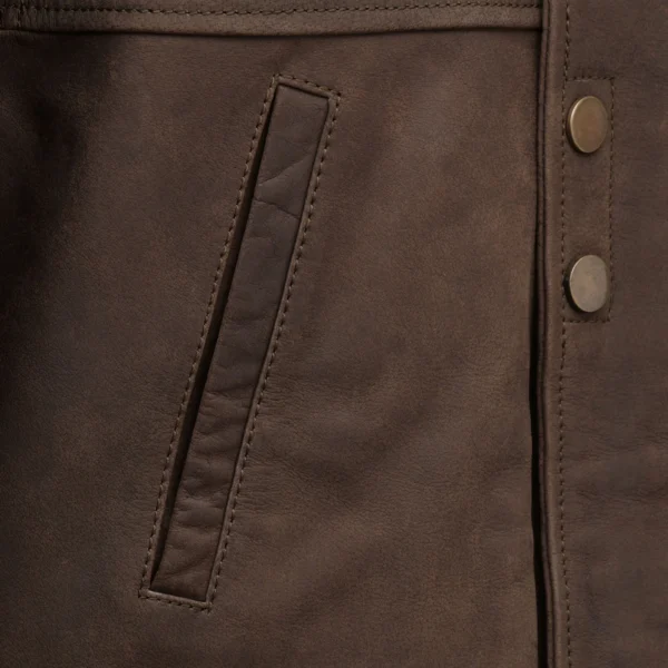 Hunter: Men's Brown Leather Coat - Image 6