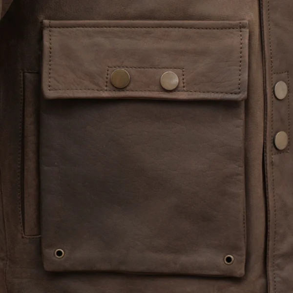 Hunter: Men's Brown Leather Coat - Image 7