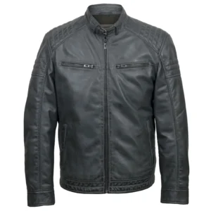 Budd: Men's Grey Leather Jacket