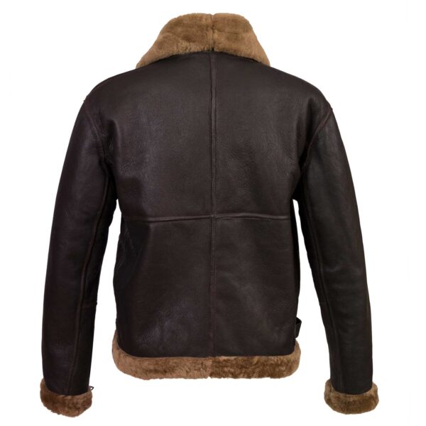 B4: Men's Brown Sheepskin Flying Jacket - Image 2