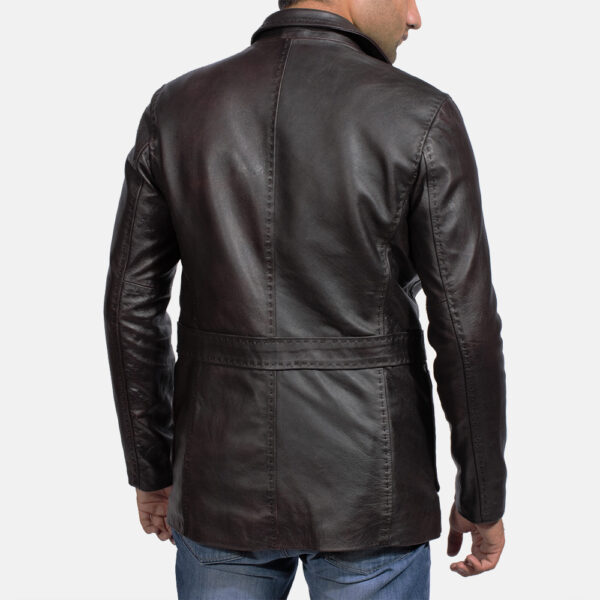 Wine Black Leather Blazer - Image 5