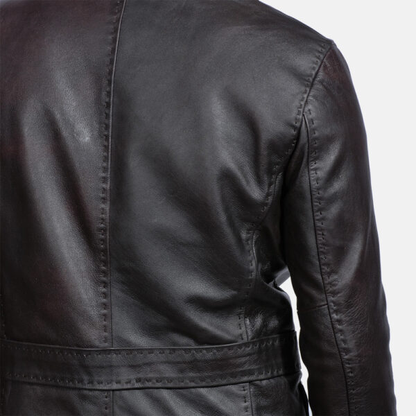 Wine Black Leather Blazer - Image 2