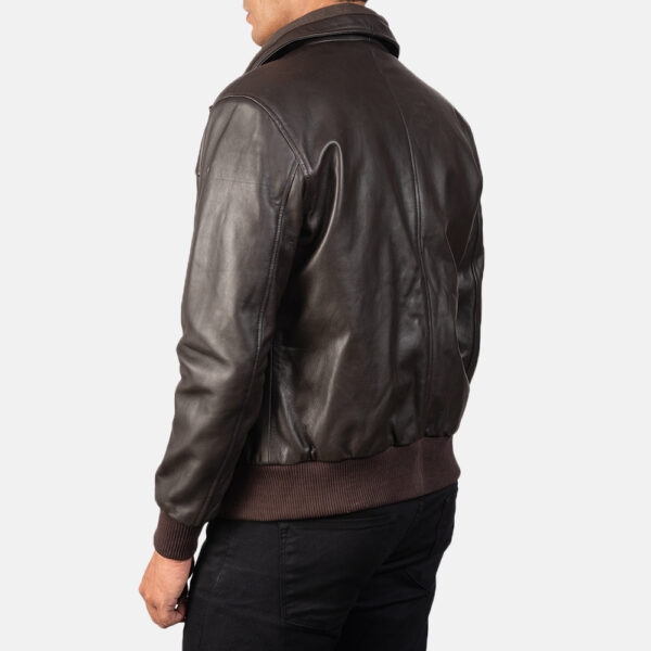 Air Rolf Brown Leather Bomber Jacket - Image 3
