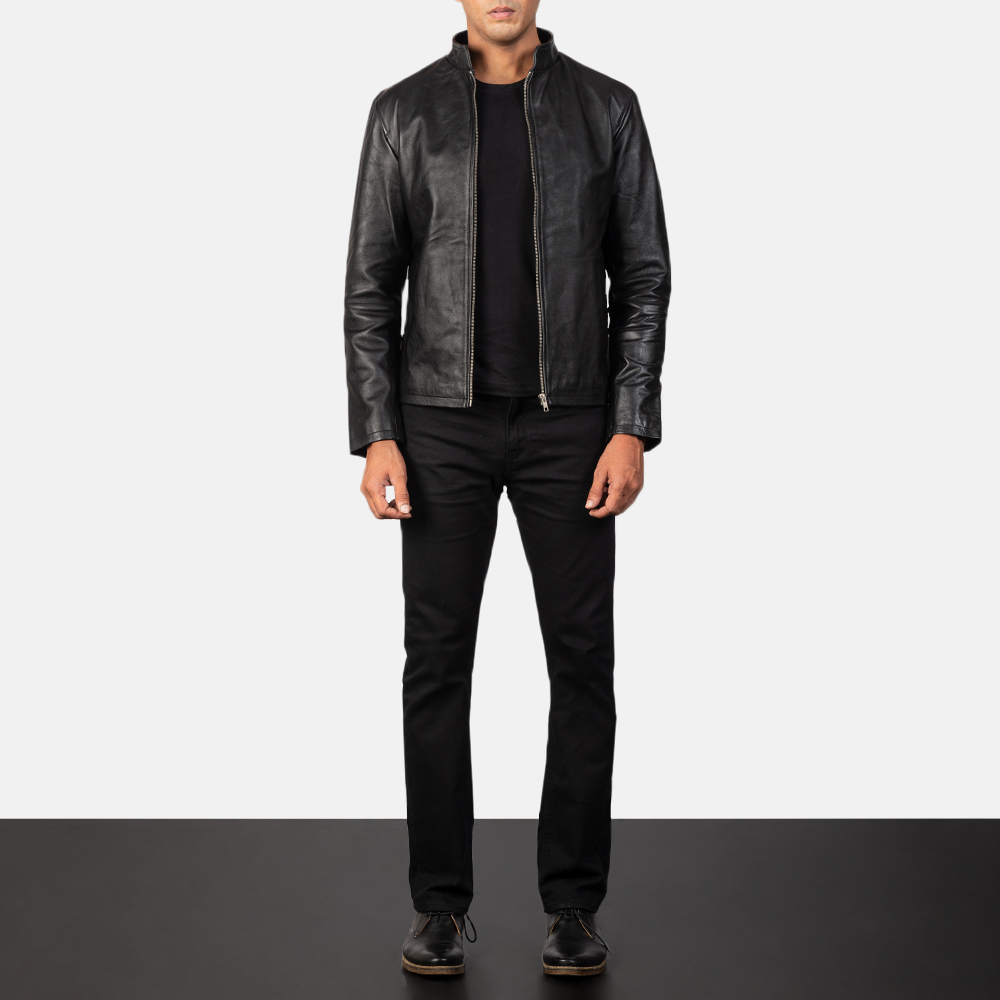 Alex Black Leather Biker Jacket - Image 4