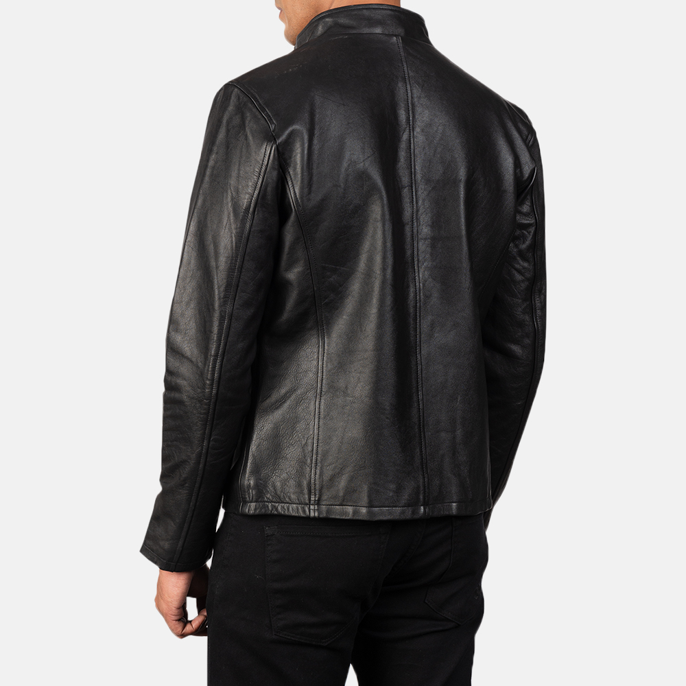 Alex Black Leather Biker Jacket - Image 6