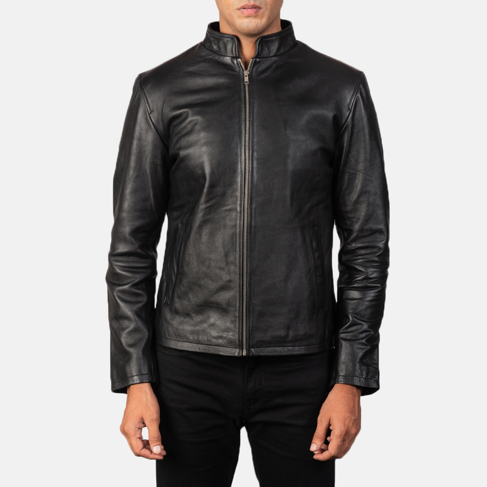 Alex Black Leather Biker Jacket - Image 2