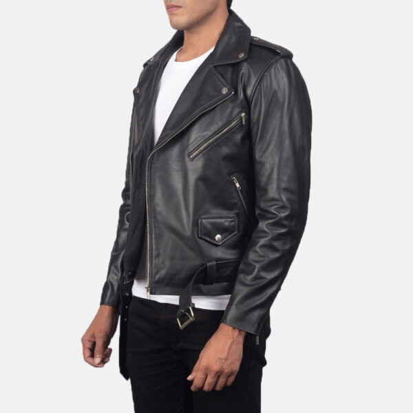 Allaric Alley Black Leather Biker Jacket - Image 4