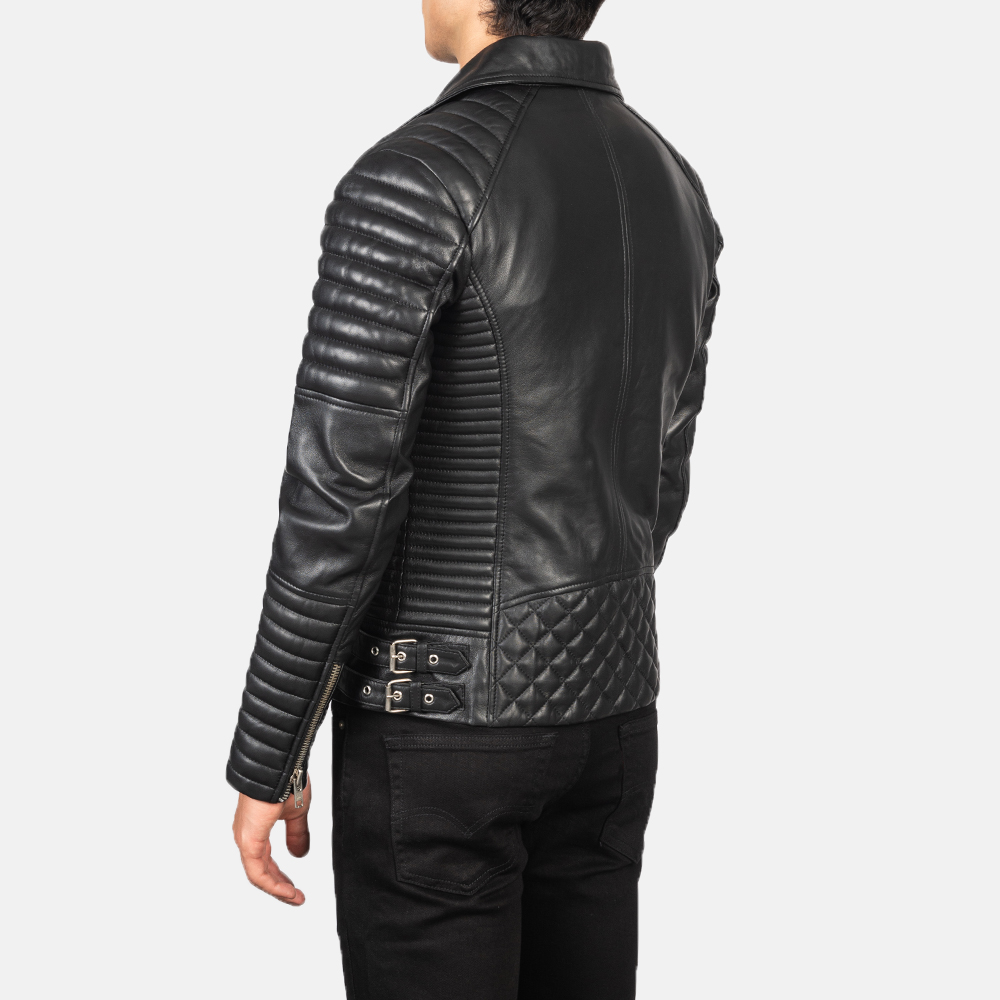 Armand Black Leather Biker Jacket - Image 3