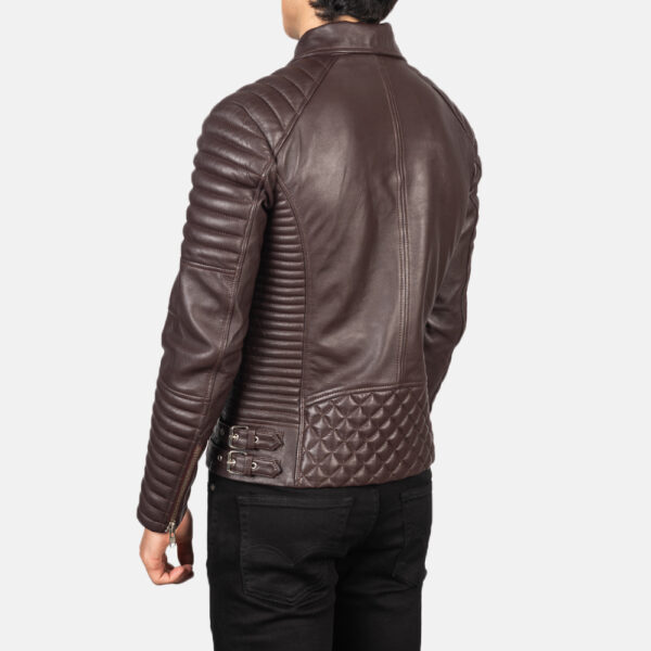 Armand Maroon Leather Biker Jacket - Image 4