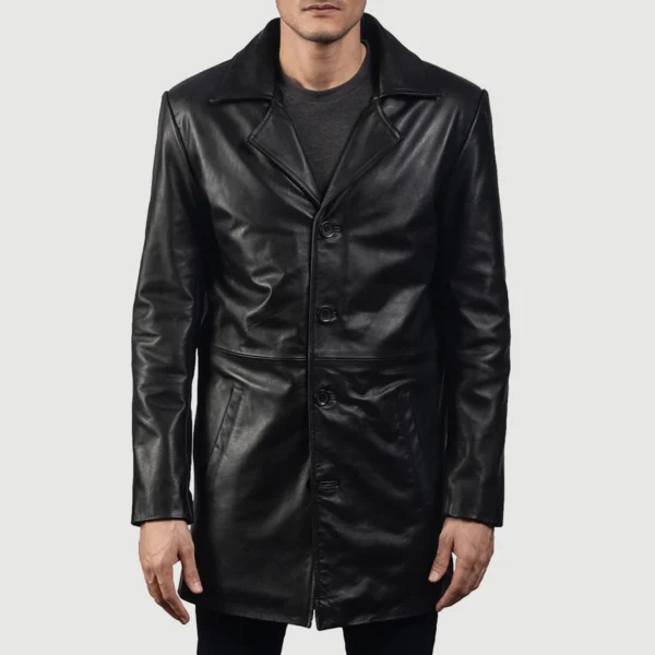 Classmith Black Leather Coat - Image 6