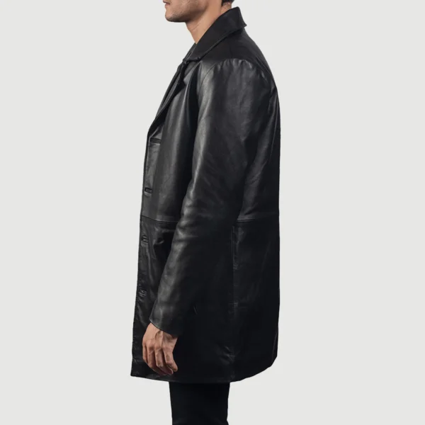 Classmith Black Leather Coat - Image 2