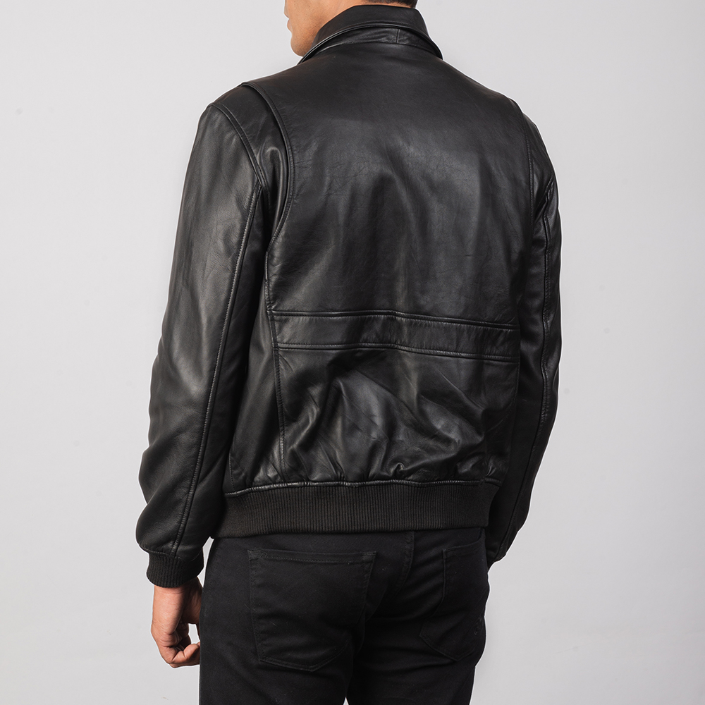 Coffmen Black A2 Leather Bomber Jacket - Image 2