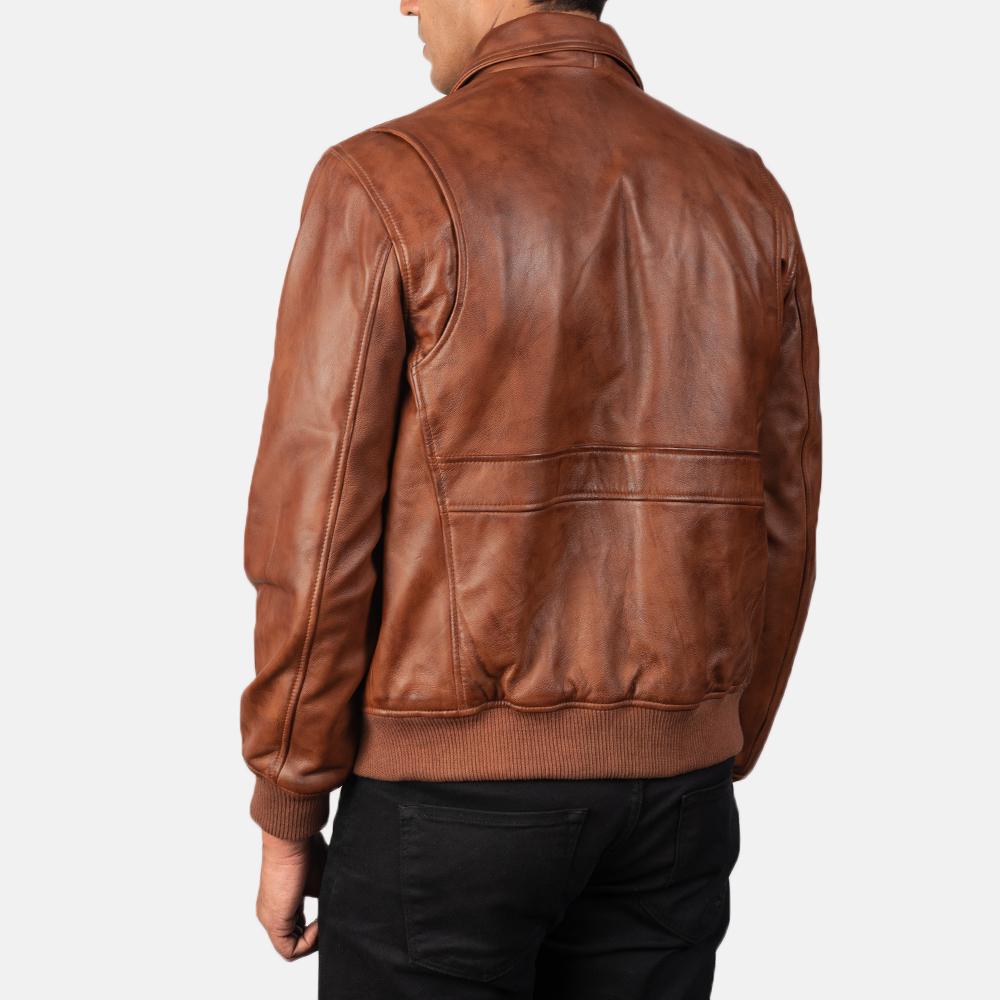 Coffmen Brown A2 Leather Bomber Jacket - Image 2