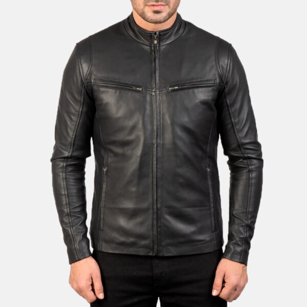 Ionic Black Leather Jacket - Image 2