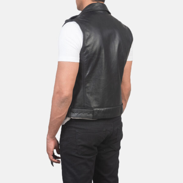 Sullivan Black Leather Biker Vest - Image 2
