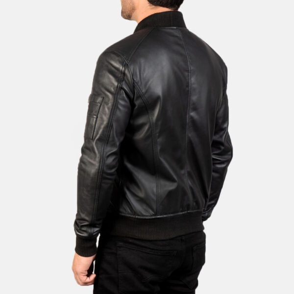 Bomia Ma-1 Black Leather Bomber Jacket - Image 2
