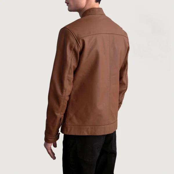 Zen Matte Brown Leather Biker Jacket - Image 3