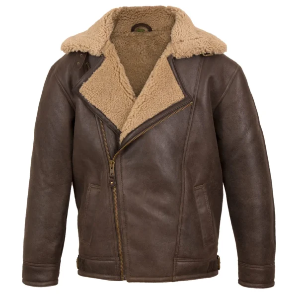 Men's Beige Sheepskin Pilot Jacket