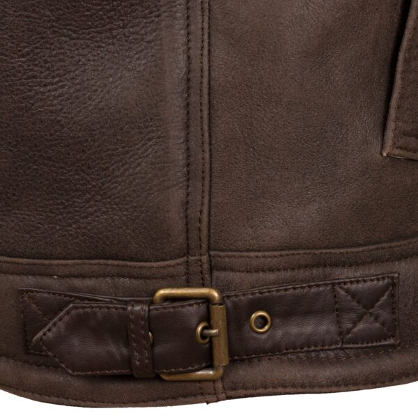Men's Beige Sheepskin Pilot Jacket - Image 4