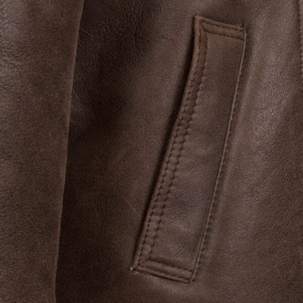 Men's Beige Sheepskin Pilot Jacket - Image 5