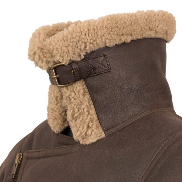 Men's Beige Sheepskin Pilot Jacket - Image 3