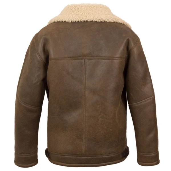 Men's Antique Shearling Sheepskin Leather Pilot Jacket - Image 3