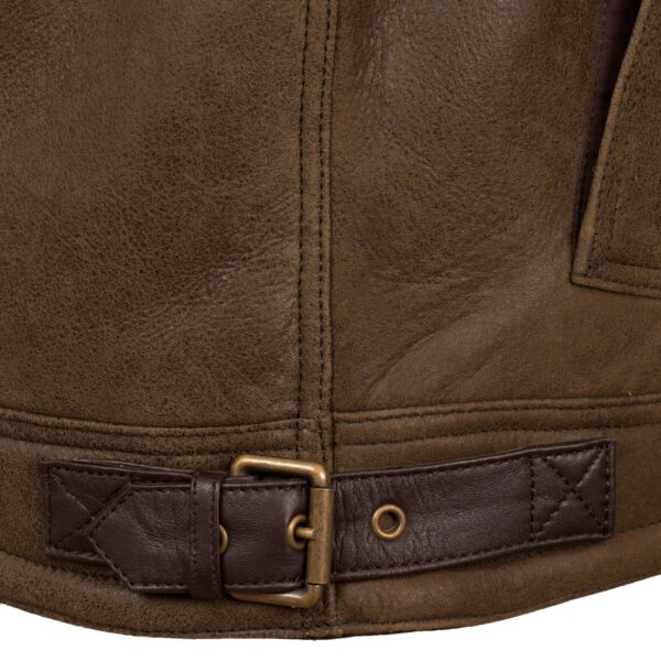 Men's Antique Shearling Sheepskin Leather Pilot Jacket - Image 5