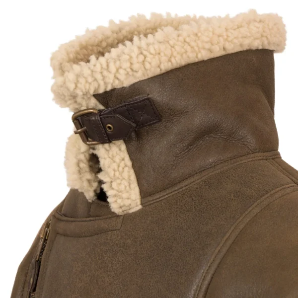 Men's Antique Shearling Sheepskin Leather Pilot Jacket - Image 4