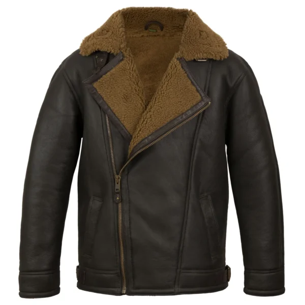 Men's Brown Rust Sheepskin Pilot Jacket