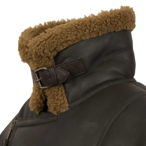 Men's Brown Rust Sheepskin Pilot Jacket - Image 3